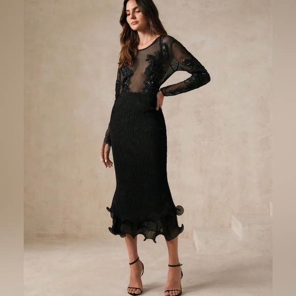 Black Bodycon Mermaids Ruffle Skirt - Picture 3 of 4